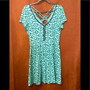 Teal dress with graphic print
